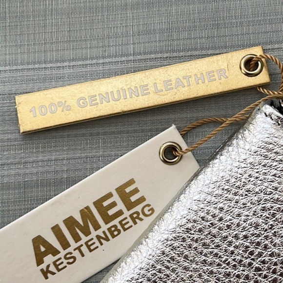 Aimee Kestenberg Silver Leather "Happy Hour Fund" zippered pouch - NWT - Picture 5 of 7